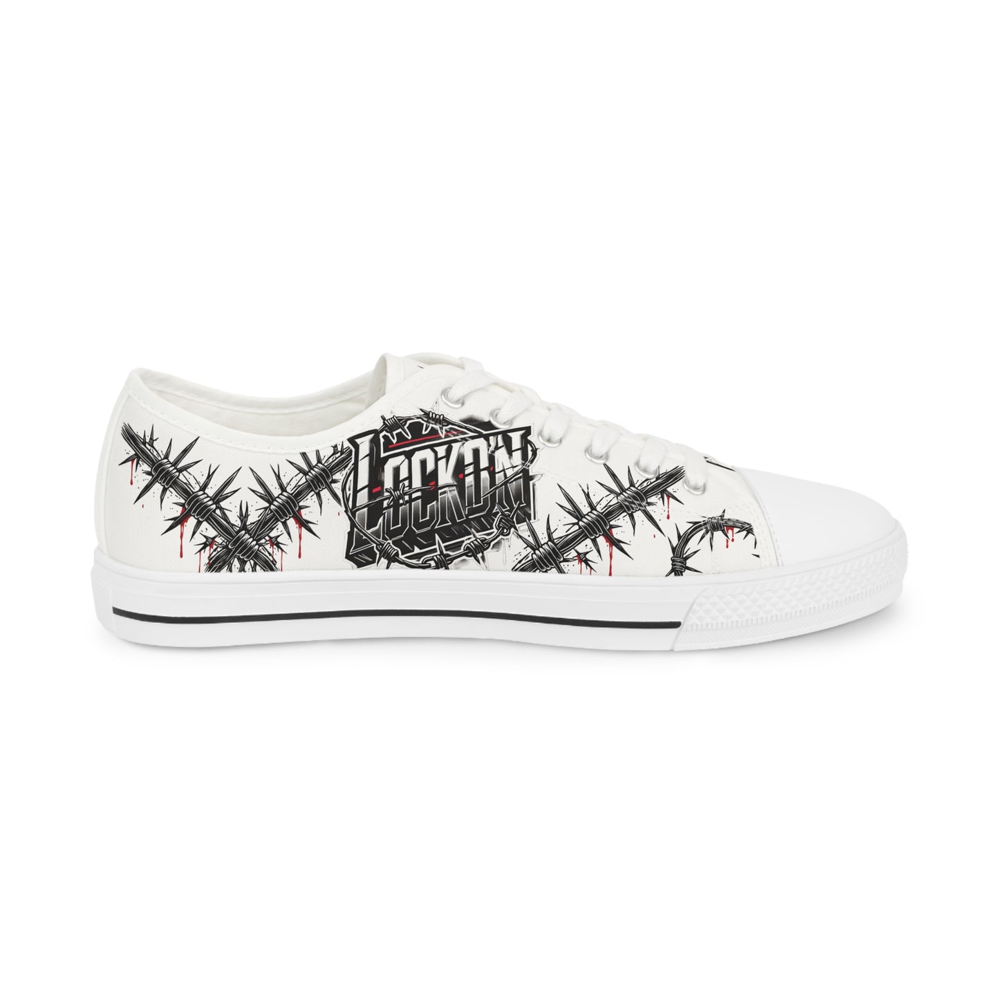 Men's Sneakers - Custom LOCKD’N Clothing Barbed Wire Prison Bloody Edge Design Low Tops