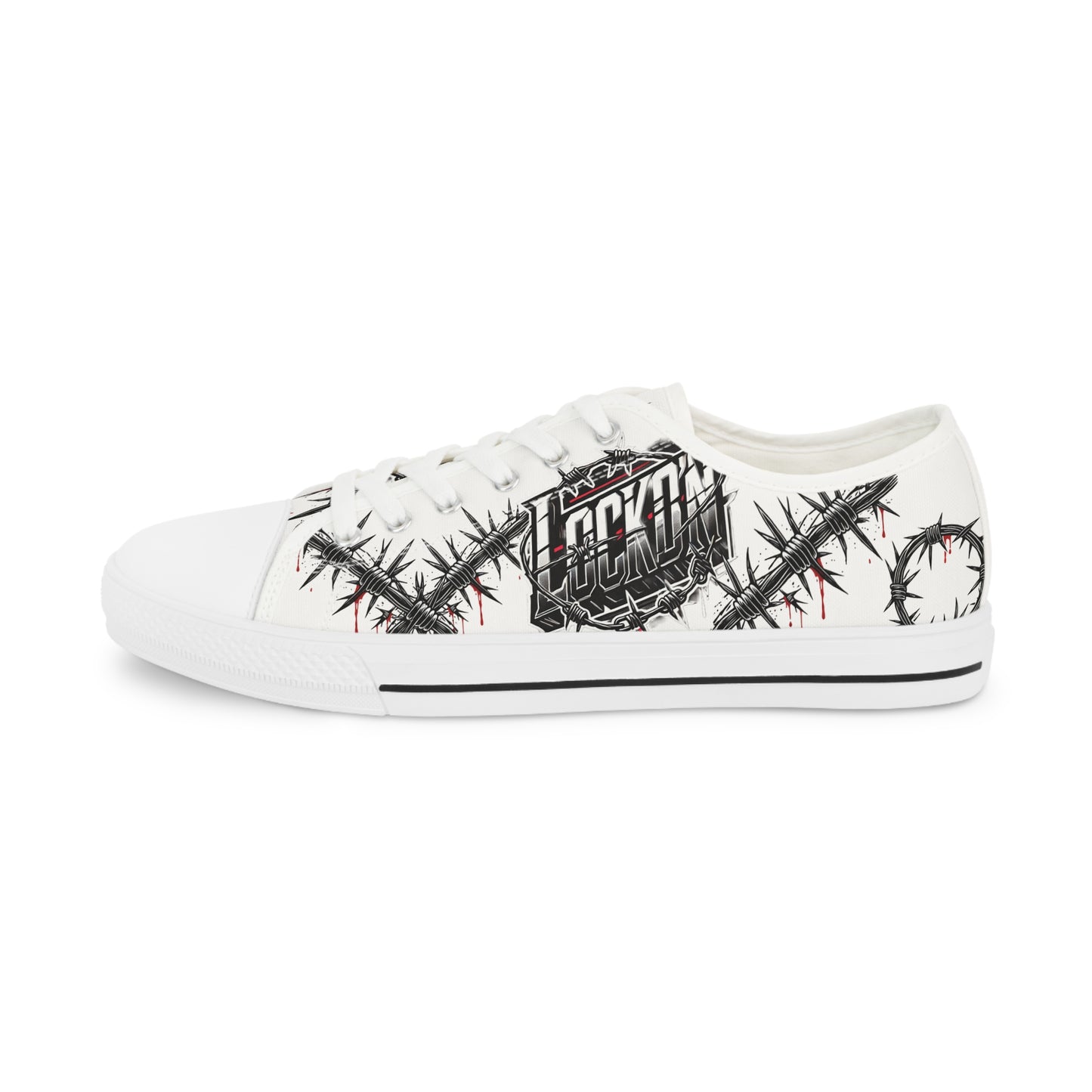 Men's Sneakers - Custom LOCKD’N Clothing Barbed Wire Prison Bloody Edge Design Low Tops