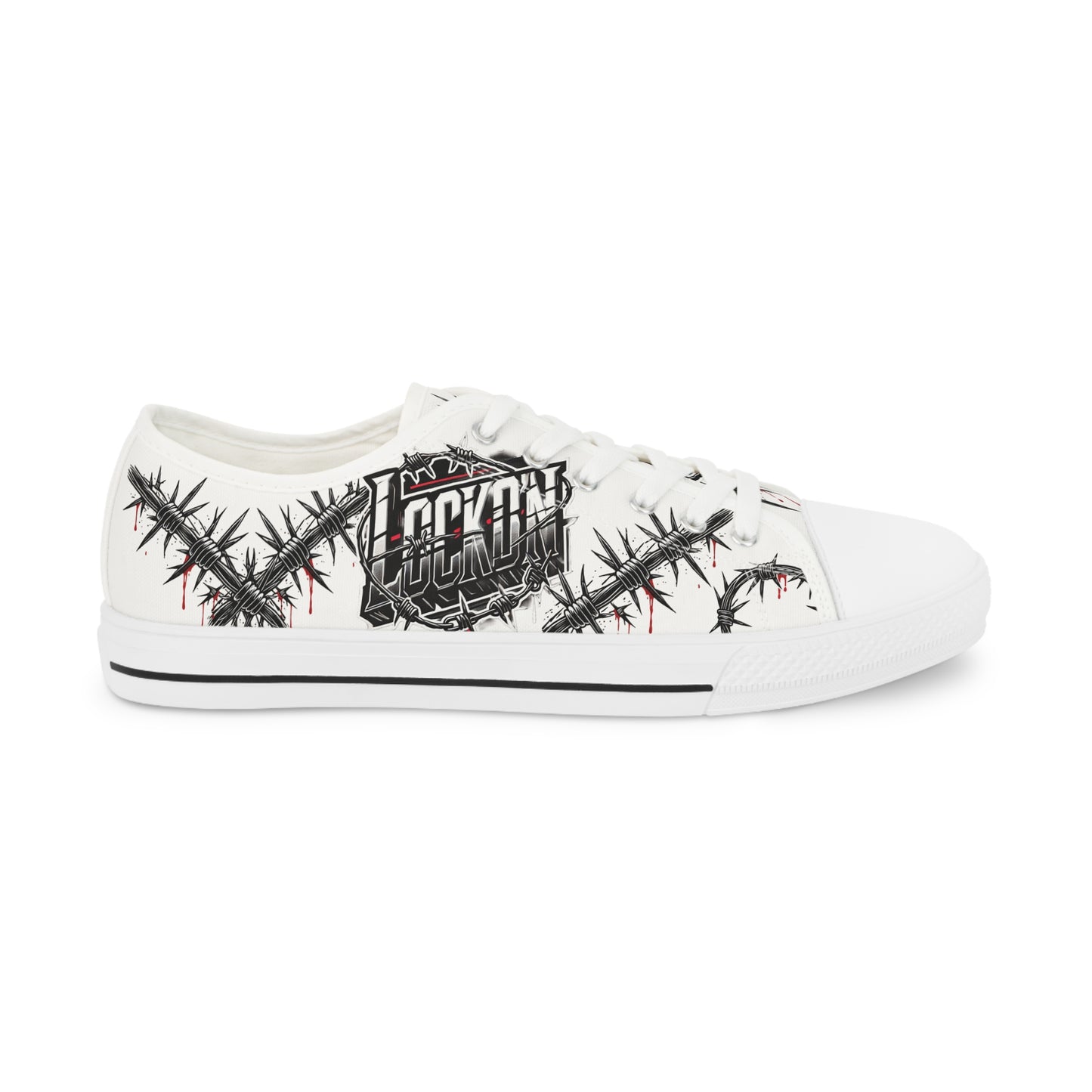 Men's Sneakers - Custom LOCKD’N Clothing Barbed Wire Prison Bloody Edge Design Low Tops