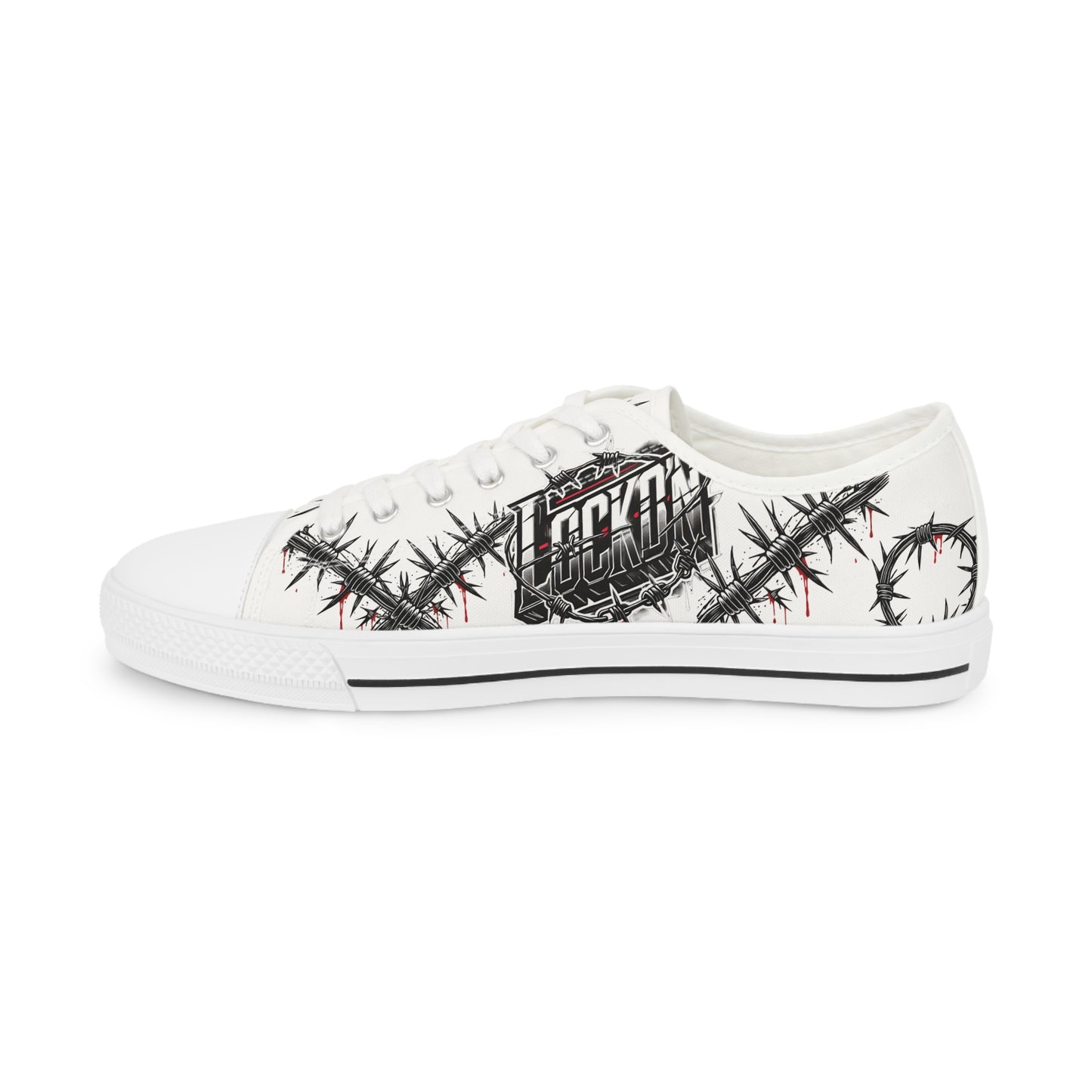 Men's Sneakers - Custom LOCKD’N Clothing Barbed Wire Prison Bloody Edge Design Low Tops