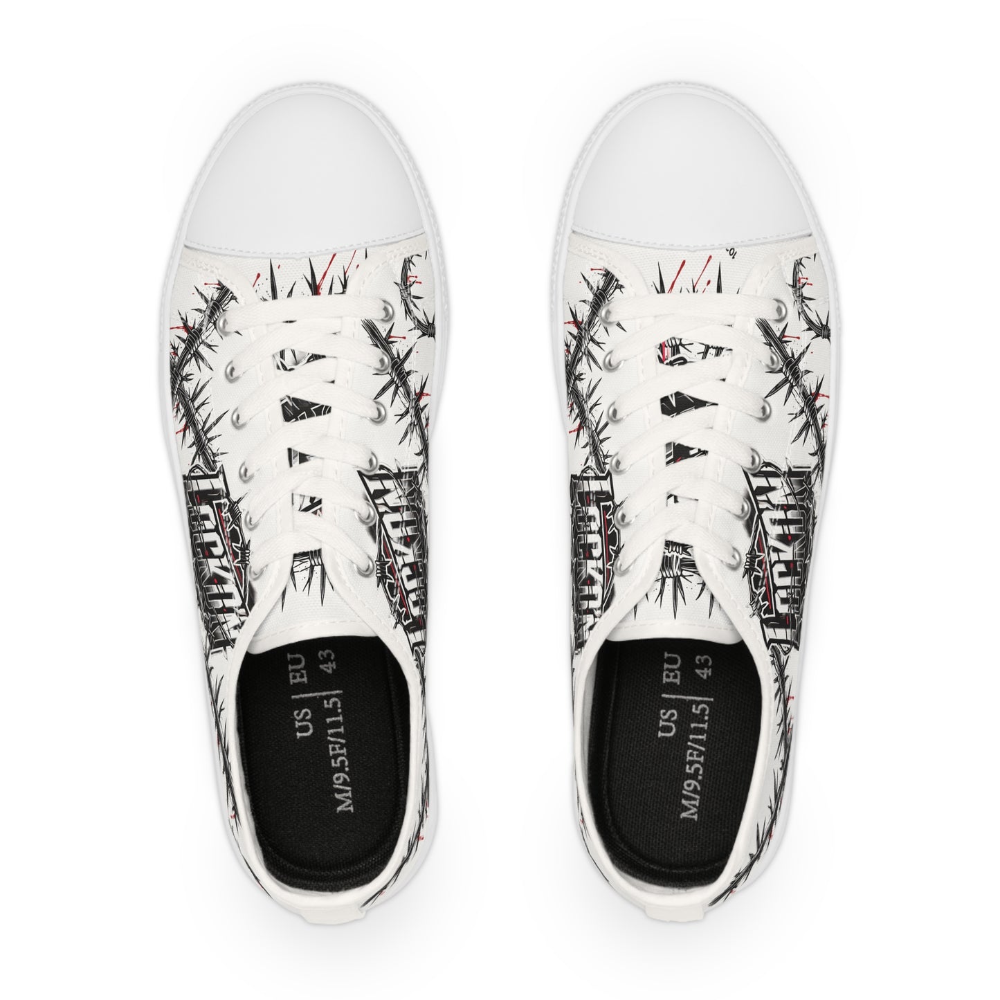 Men's Sneakers - Custom LOCKD’N Clothing Barbed Wire Prison Bloody Edge Design Low Tops
